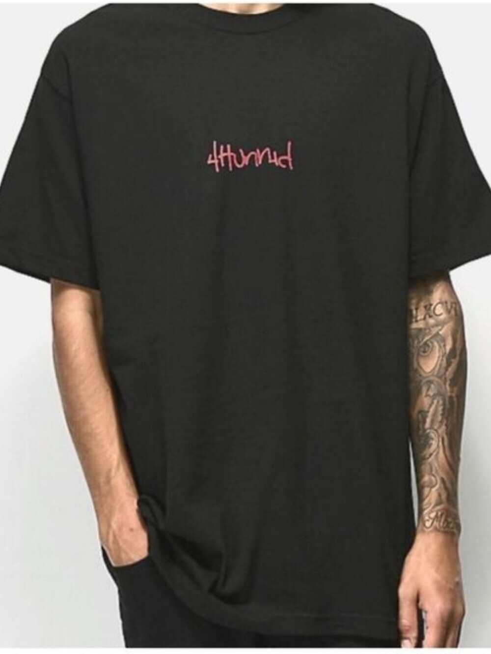 ZUMIEZ Men's Spellout Double Sided Graphic Tee Black & Red YG Hip Hop Size Med